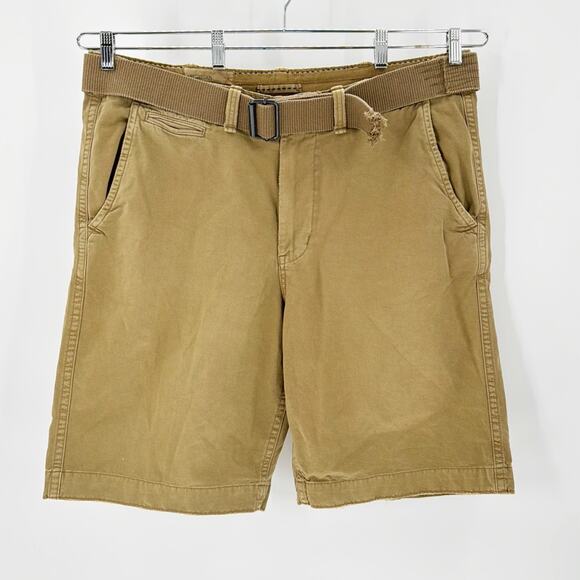 American Eagle khaki chino shorts with belt longer length preppy nautical summer